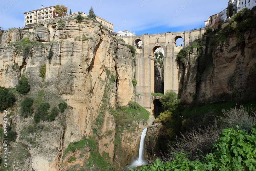 Landscape of Ronda with one of its most famous monuments, the new bridge