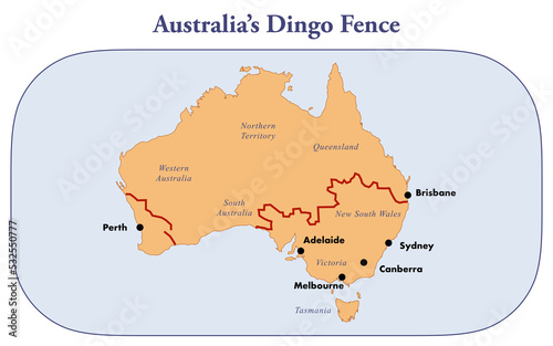 Map of the Dingo fence in Australia
