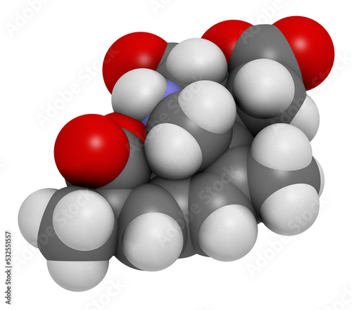 Domoic acid algae poison molecule. Responsible for amnesic shellfish poisoning  ASP   3D rendering.