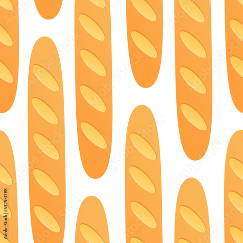 French baguette cartoon seamless pattern