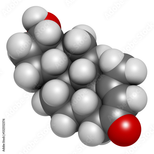 Metenolone anabolic steroid molecule. Used  banned  in sports doping  3D rendering.