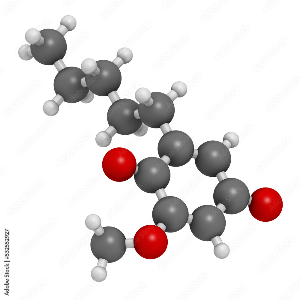 Primin primrose plant allergen molecule, 3D rendering. Primin primrose plant allergen molecule, 3D rendering.