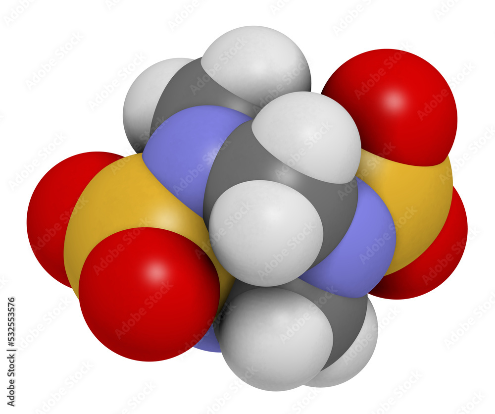 Tetramethylenedisulfotetramine (TETS) rodenticide molecule, 3D rendering. Tetramethylenedisulfotetramine (TETS) rodenticide molecule, 3D rendering.