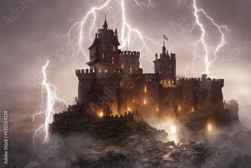 castle hit by lightning