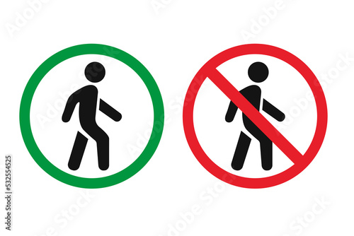 Pedestrians are prohibited and allowed on a white background. Vector illustration