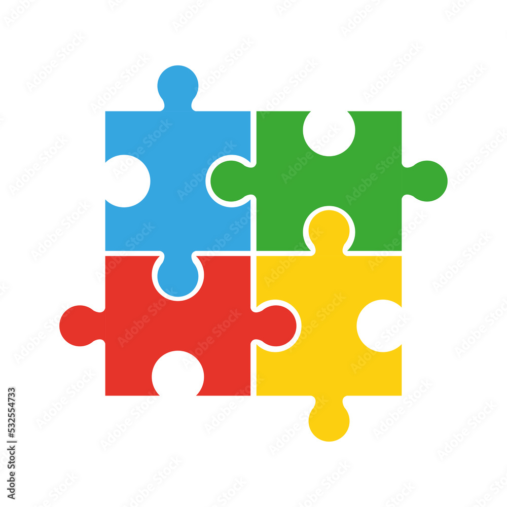 Puzzles on a white background, business strategy. Vector illustration Puzzles on a white background, business strategy. Vector illustration