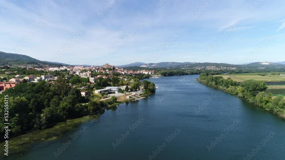 River Minho Surrounded by Portugal and Spain Aerial View River Minho Surrounded by Portugal and Spain Aerial View