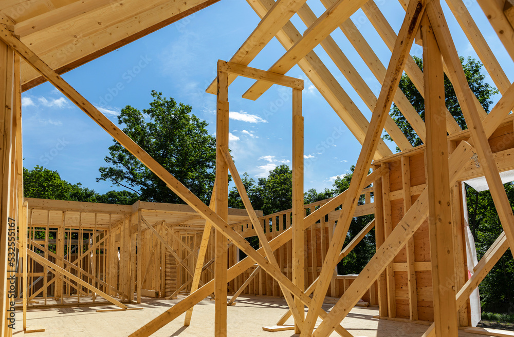 Wooden Frame at home Under Construction Wooden Frame at home Under Construction