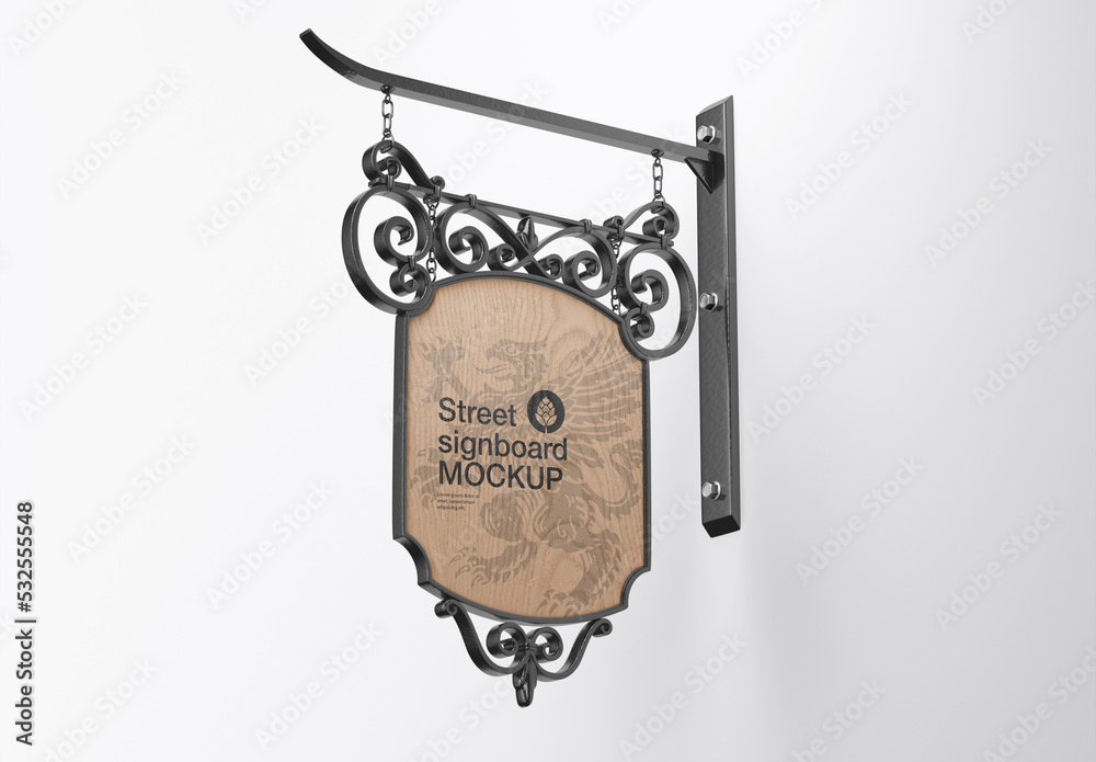 Classic Signboard Wall Mockup Stock Template | Adobe Stock