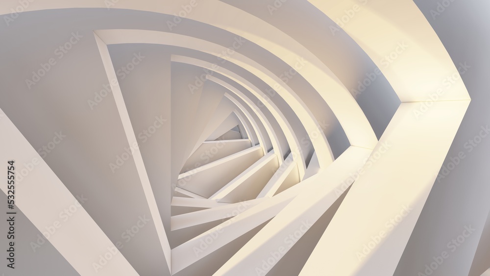 Fototapeta premium Abstract architecture background geometric shapes in design interior 3d render