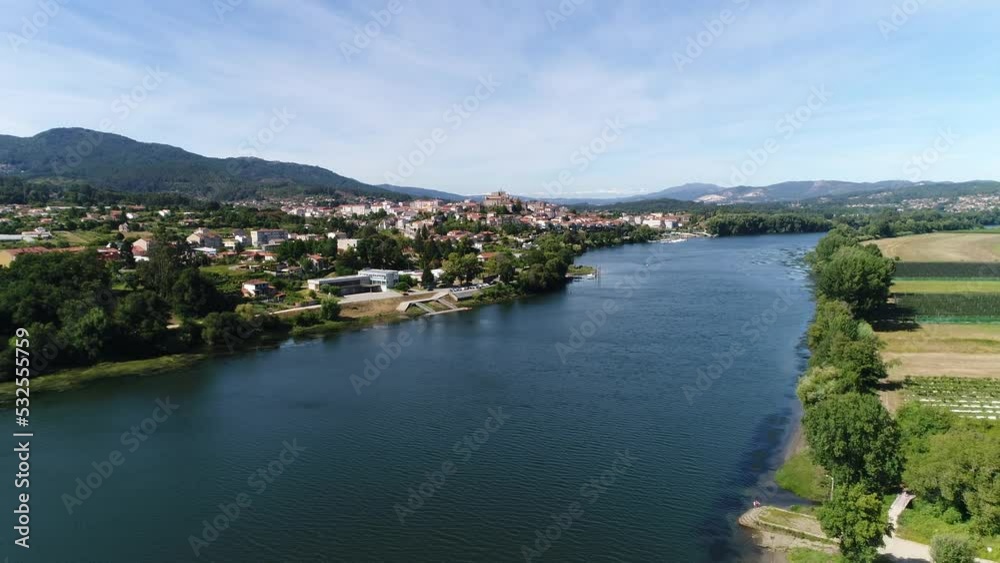 River Minho Surrounded by Portugal and Spain Aerial View River Minho Surrounded by Portugal and Spain Aerial View