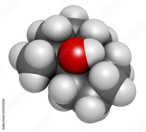 Geosmin earthy flavor molecule  3D rendering. Responsible for the typical taste of beetroot. Atoms are represented as spheres with conventional color coding