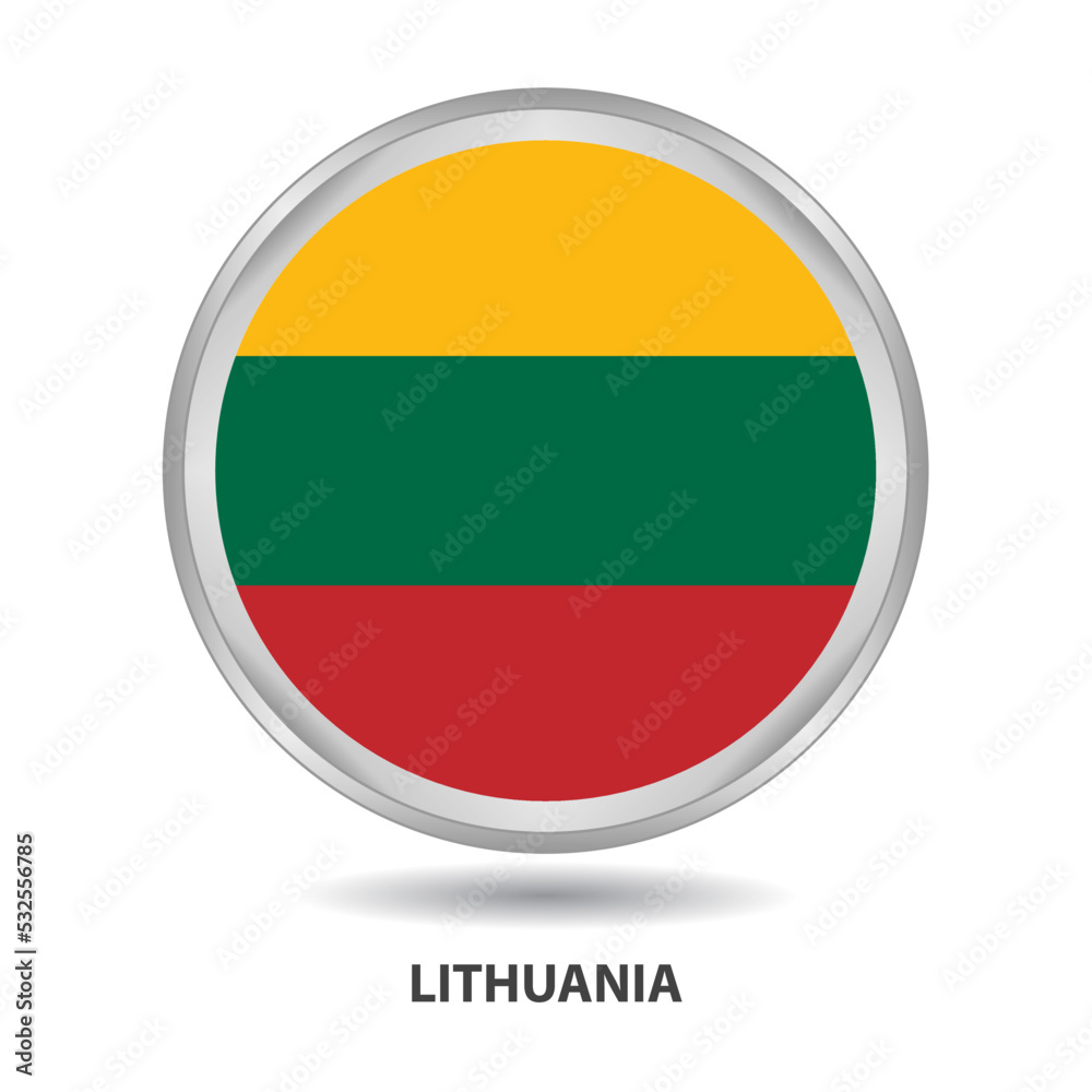 Lithuania round flag design is used as badge, button, icon, wall painting Lithuania round flag design is used as badge, button, icon, wall painting