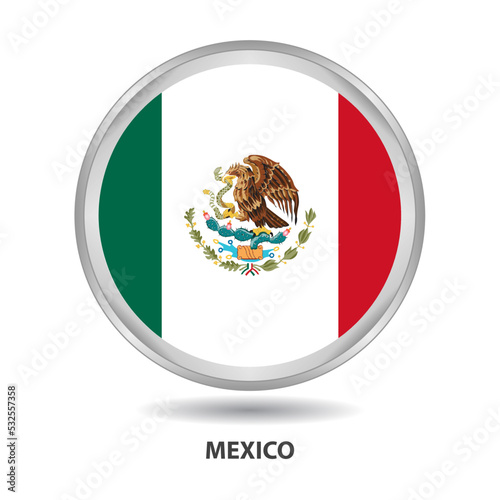 Mexico round flag design is used as badge, button, icon, wall painting