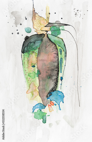 abstract bird watercolor art
