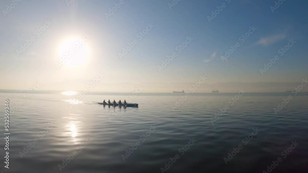 Canoeing people on a morning in calm water bay, leisure and hobby time or preparing for a contest outdoor sports and lifestyle Canoeing people on a morning in calm water bay, leisure and hobby time or preparing for a contest outdoor sports and lifestyle