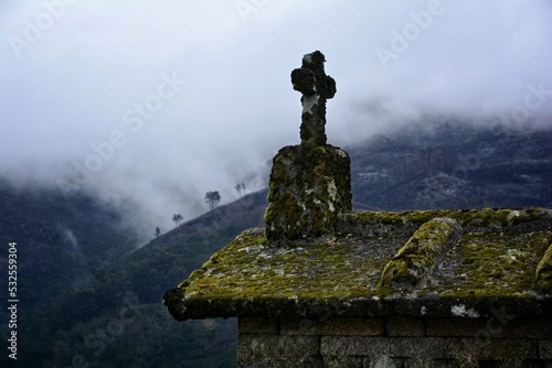 Parte superior de un hórreo en las Rías Bajas, Galicia
