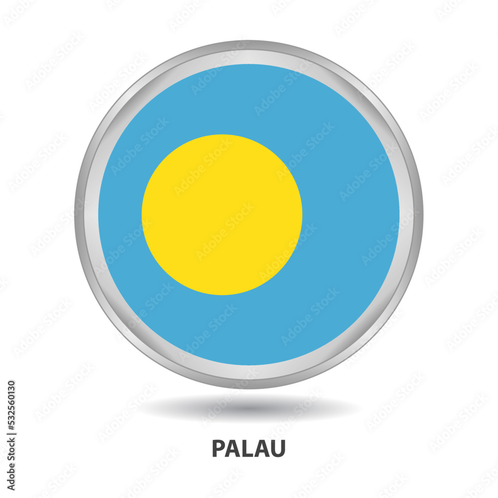 Palau round flag design is used as badge, button, icon, wall painting Palau round flag design is used as badge, button, icon, wall painting