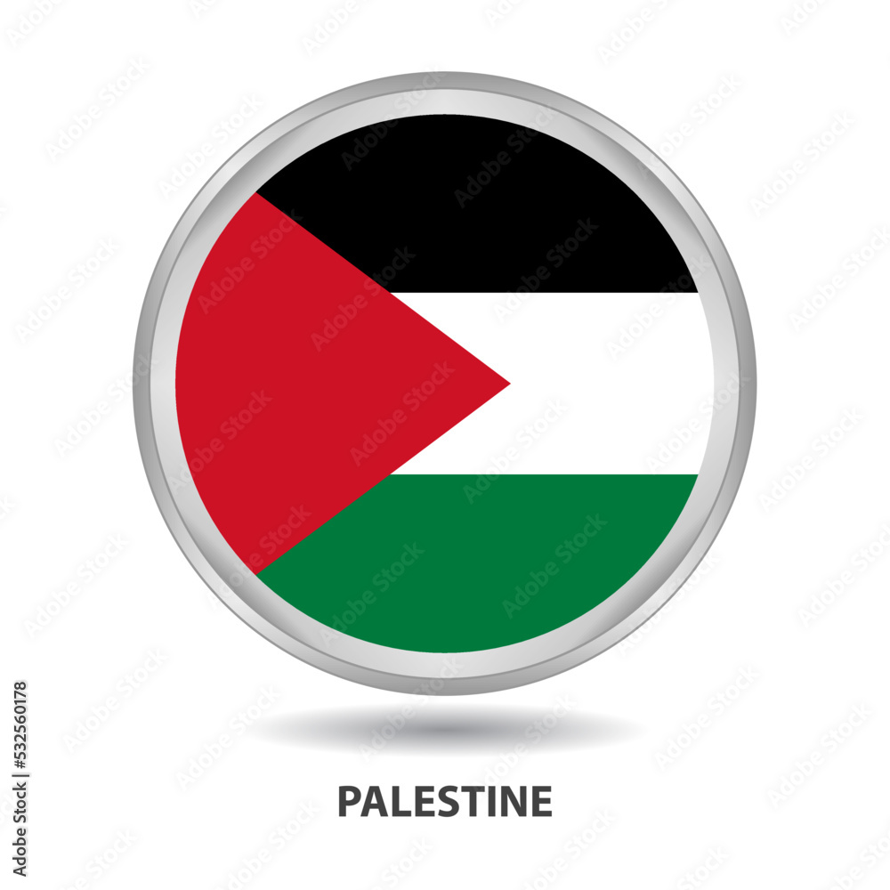 Palestine round flag design is used as badge, button, icon, wall painting Palestine round flag design is used as badge, button, icon, wall painting