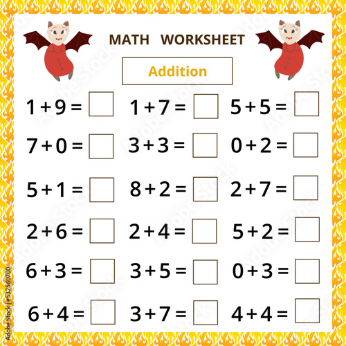 Math worksheet.Addition