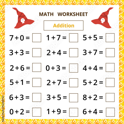 Math worksheet.Addition