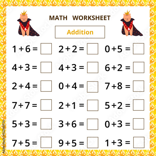 Math worksheet.Addition