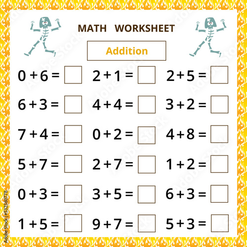 Math worksheet.Addition