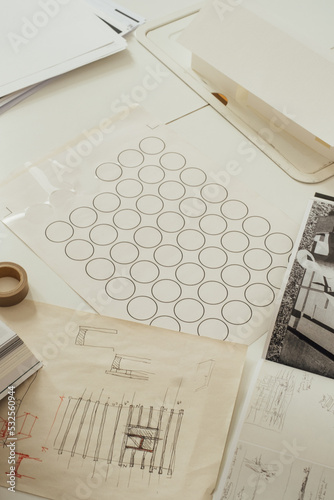 Papers with Logo on Table photo