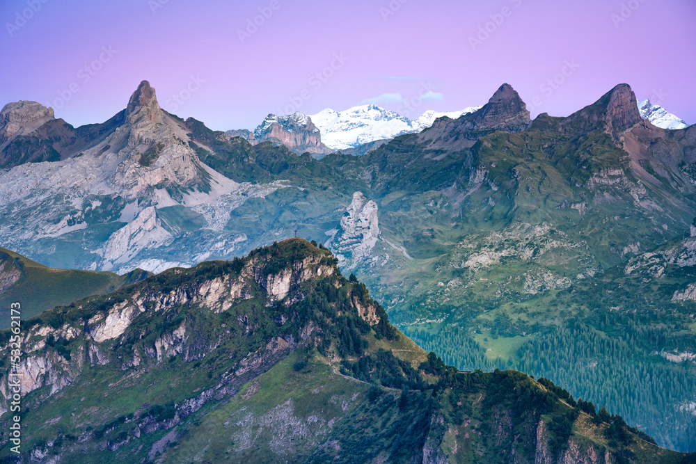 Scenic View Of Mountains Against Clear Sky - obrazy, fototapety, plakaty 