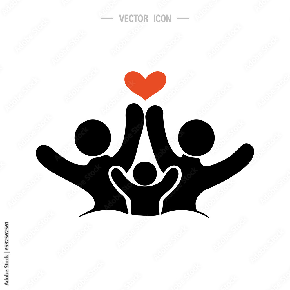 Happy family icon. Family parent and child together. Vector logo illustration isolated on white background. Happy family icon. Family parent and child together. Vector logo illustration isolated on white background.