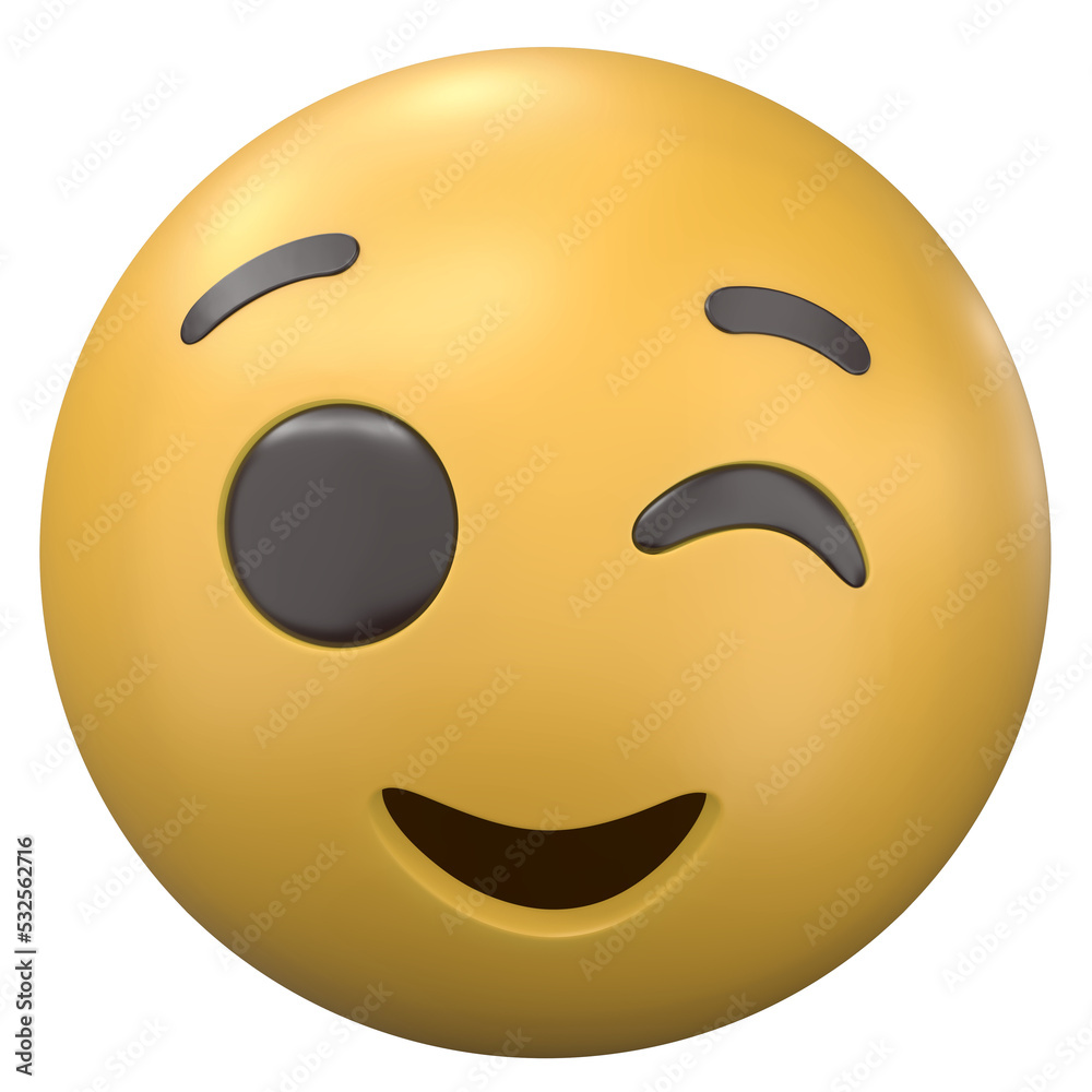 Fototapeta premium Emoji Blinking the eye 3D illustration