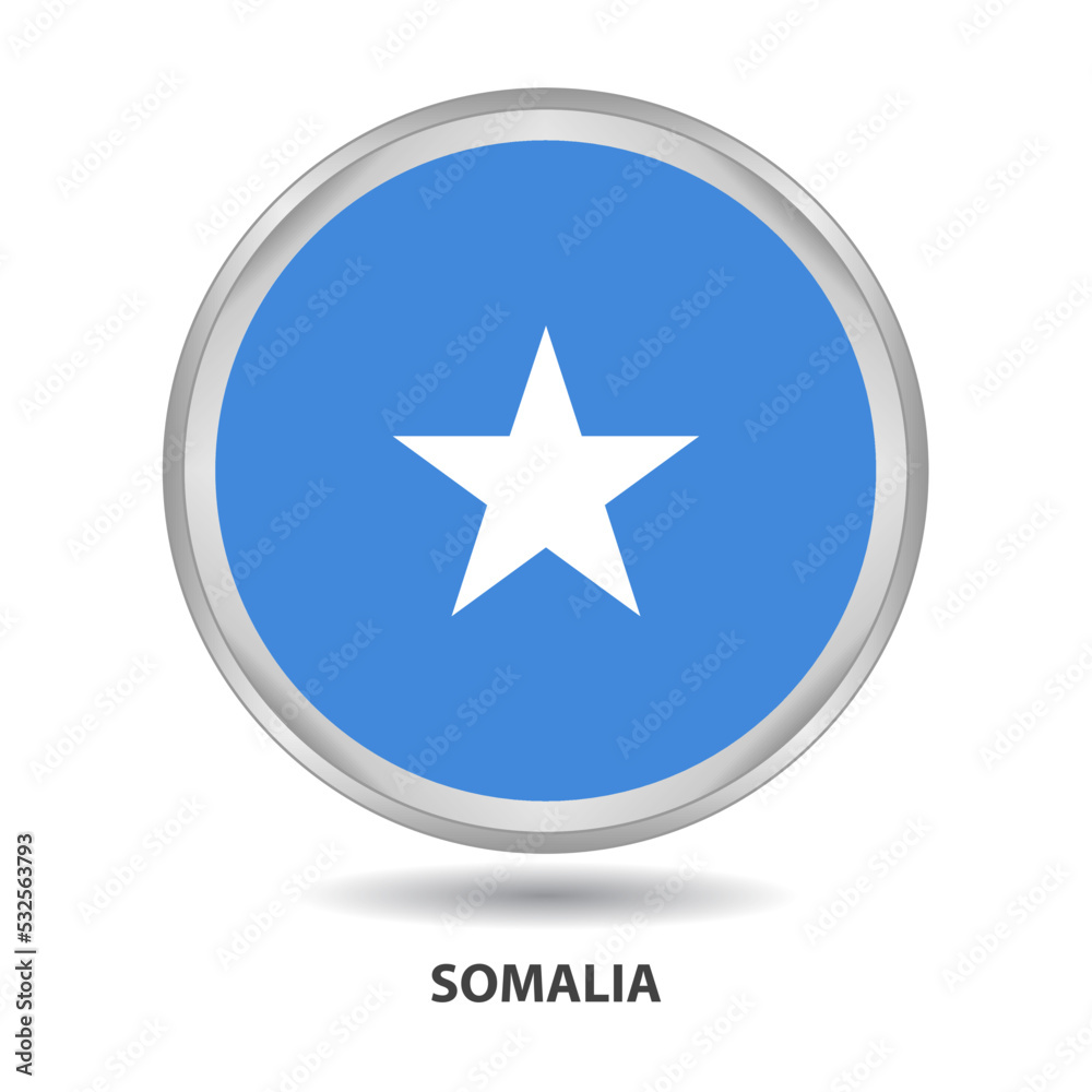 Somalia round flag design is used as badge, button, icon, wall painting Somalia round flag design is used as badge, button, icon, wall painting