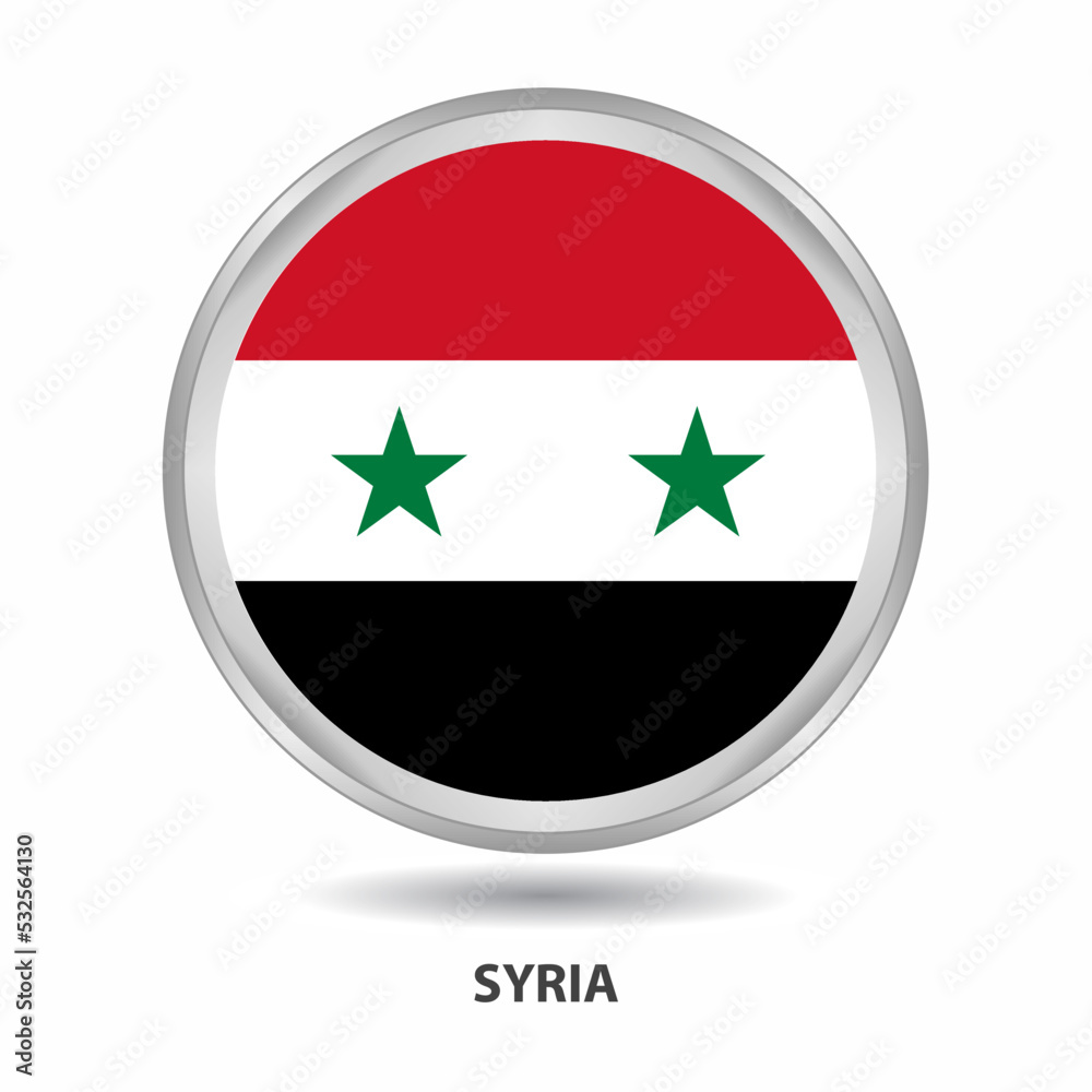 Syria round flag design is used as badge, button, icon, wall painting Syria round flag design is used as badge, button, icon, wall painting