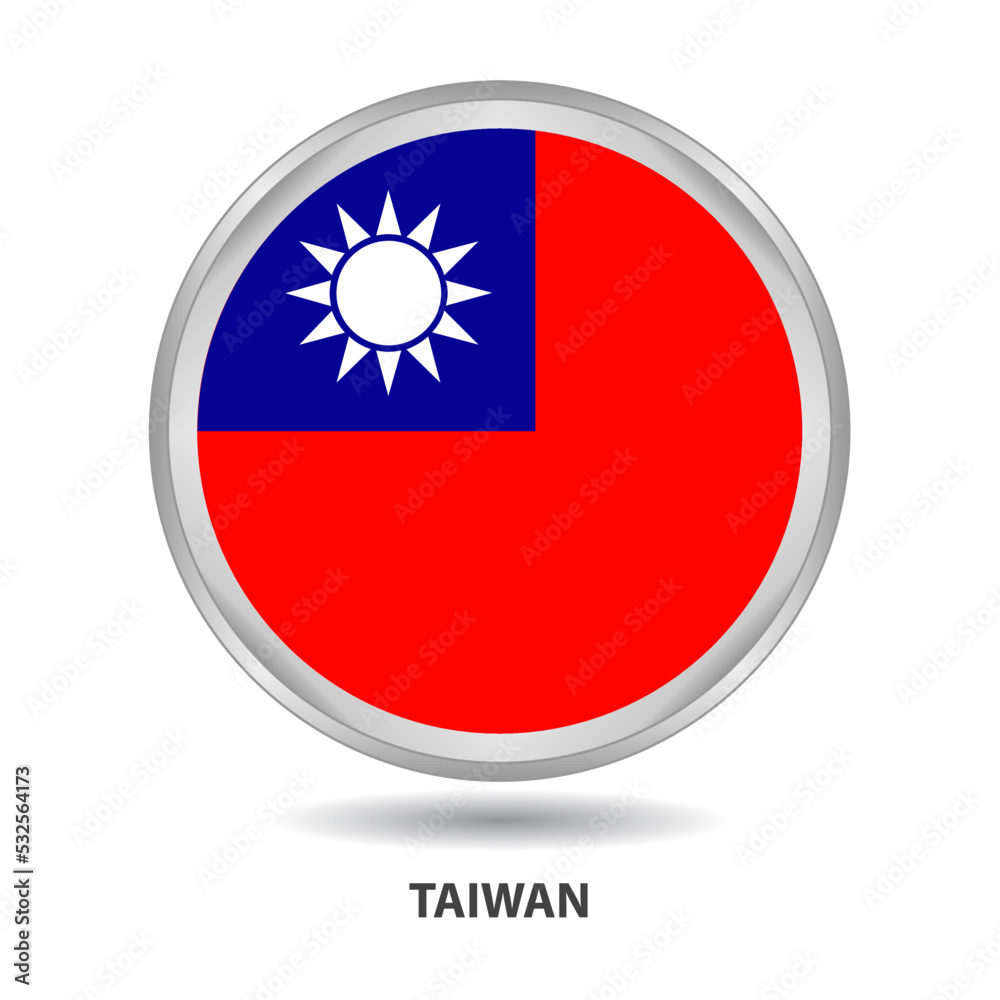 Taiwan round flag design is used as badge, button, icon, wall painting Taiwan round flag design is used as badge, button, icon, wall painting