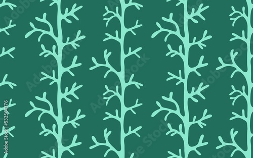 Fototapeta Naklejka Na Ścianę i Meble -  Flora abstract branches seamless leaves pattern for kitchen textiles and fabrics and linens and wrapping