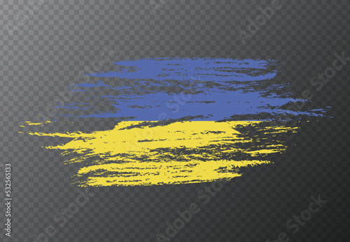 ukraine flag paint water colour hand drawn stroke and texture. Grunge vector isolated on transparent background