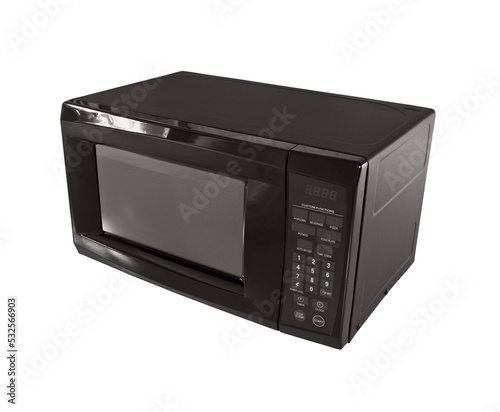 Small black common microwave oven isolated.