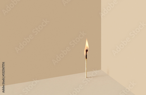 Single burnt match in corner.