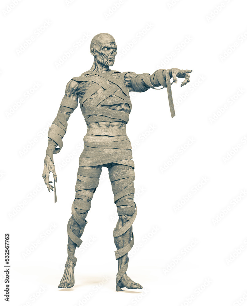 mummy is showing the way in white background