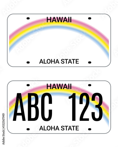 Car license hawaii plate. Aloha state vector license plate usa template