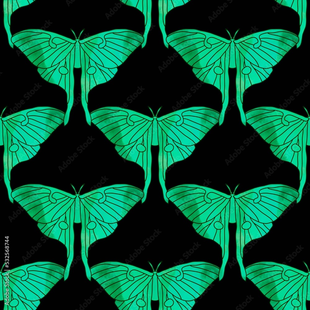 Fototapeta premium Summer abstract geometric seamless butterfly moth pattern for wrapping paper and kids clothes print and fabrics