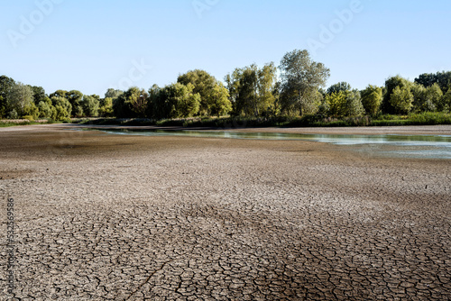 Dried up lake as a result of climate change and no rain at all. photo