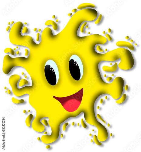 Cartoon muzzle, face. Blob, virus, microbe. Abstract creature. Fantasy character. background isolated.