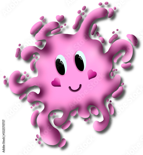 Cartoon muzzle, face. Blob, virus, microbe. Abstract creature. Fantasy character. background isolated.