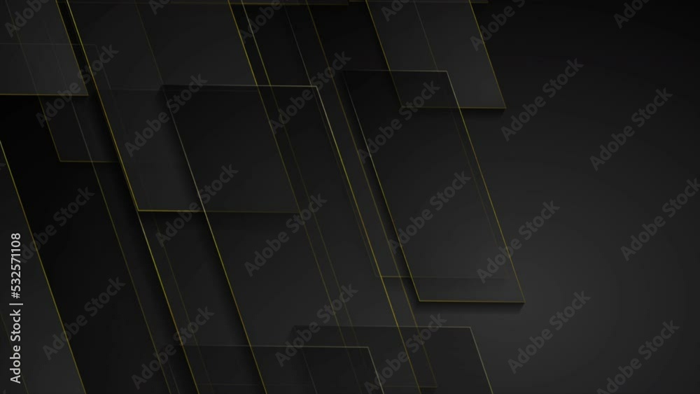 Black geometric shapes with golden lines abstract tech background ...