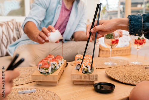 Tuna and salmon sushi
