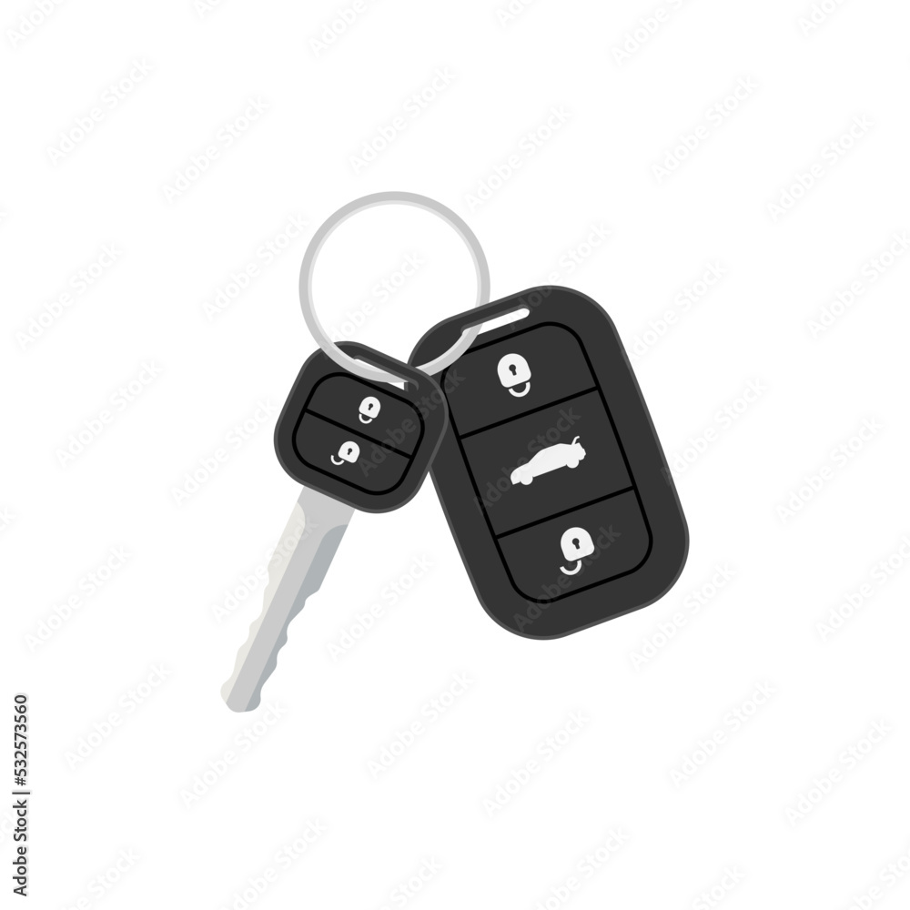 Car key vector fob flat isolated alarm design icon. Car key graphic chain system remote control. Car key vector fob flat isolated alarm design icon. Car key graphic chain system remote control.