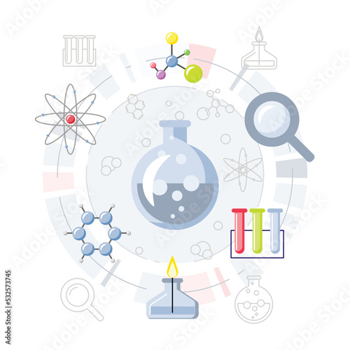 color icons set, chemical laboratory concept,