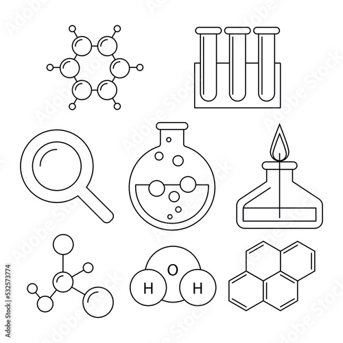 line, chemistry lab concept, set