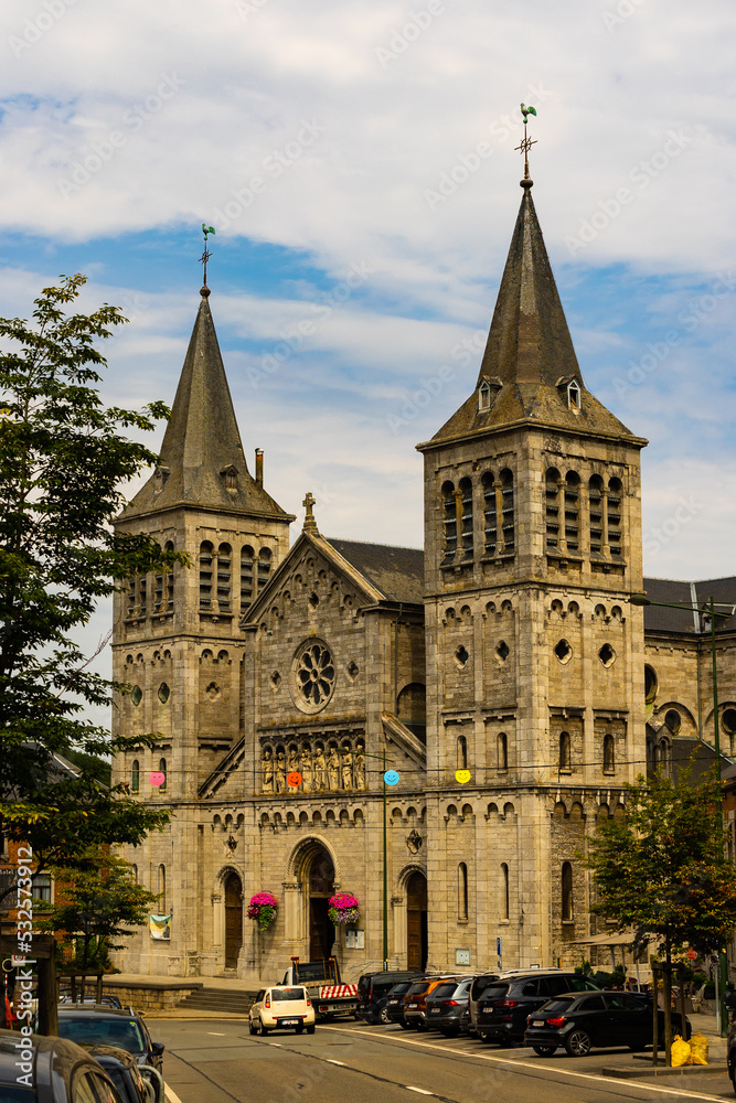 The historic Notre-Dame de la Visitation Church in Rochefort, Wallonie, Ardennes, Belgium